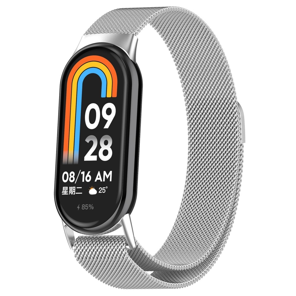 Pulsera milanesa para Xiaomi Smart Band 8, plata