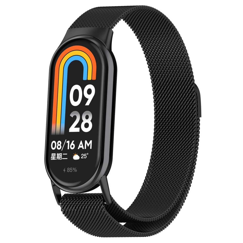 Pulsera milanesa para Xiaomi Mi Band 9, Negro