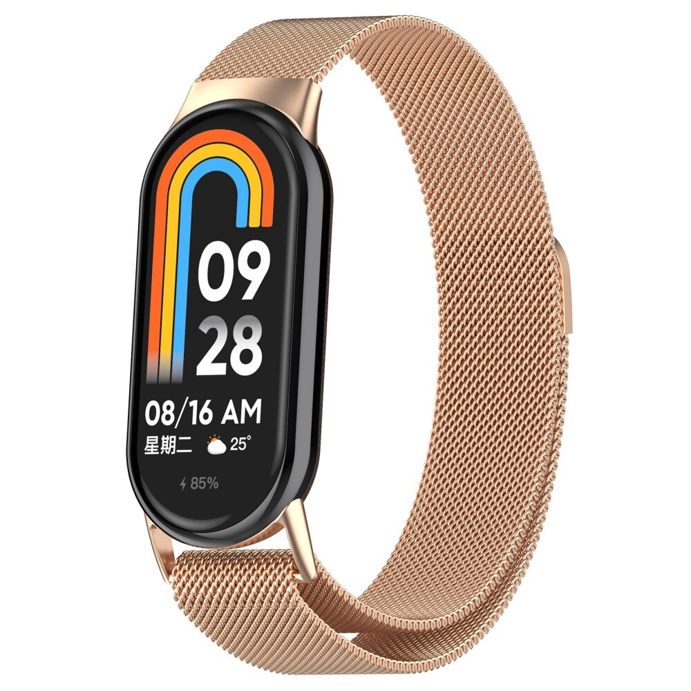 Pulsera milanesa para Xiaomi Smart Band 8, oro rosa