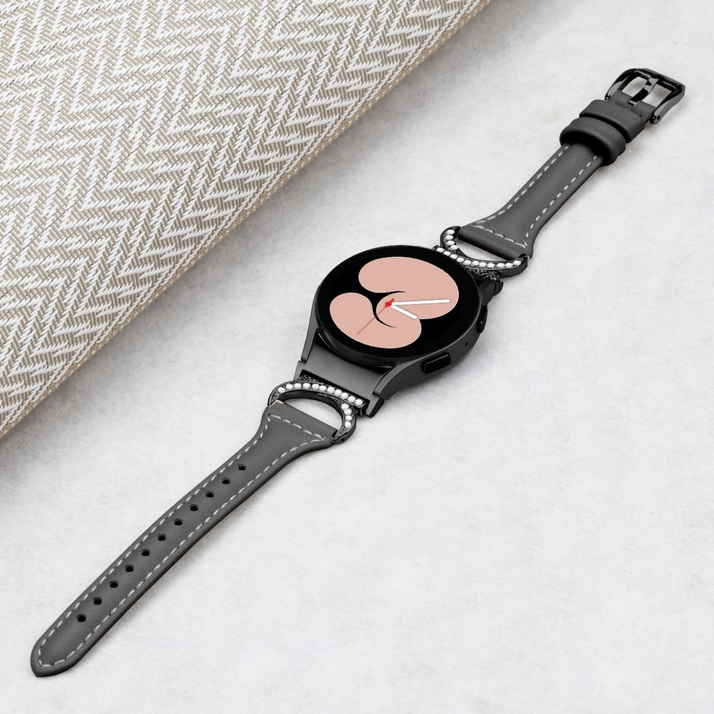 Correa de piel Full fit Rhinestone Samsung Galaxy Watch 4 44mm negro