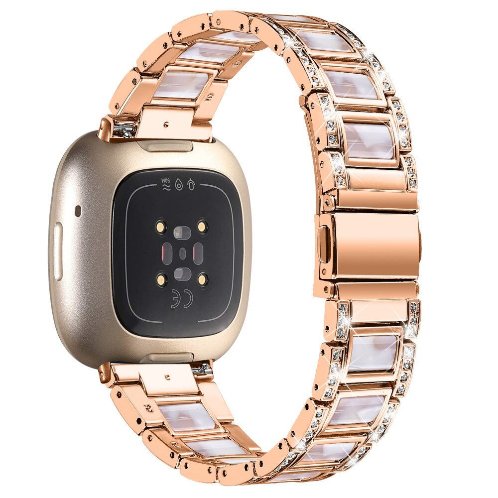 Correa de diamantes Fitbit Sense 2 Rosegold Pearl