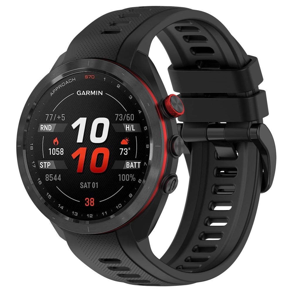 Correa de silicona para Garmin Approach S70 47mm, Negro