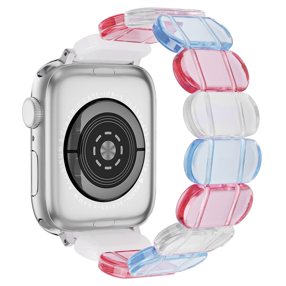 Correa resina elástica Apple Watch 45mm Series 7, azul/rosado