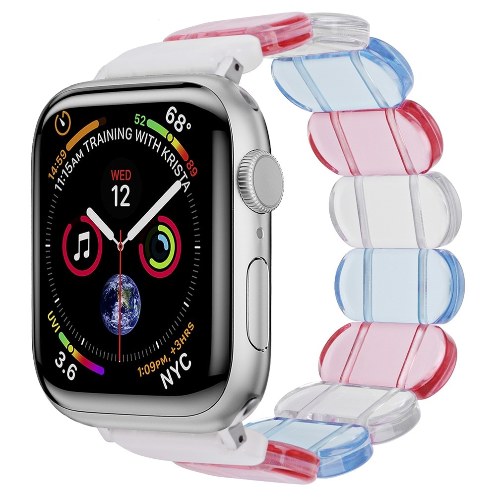 Correa resina elástica Apple Watch 45mm Series 7, azul/rosado