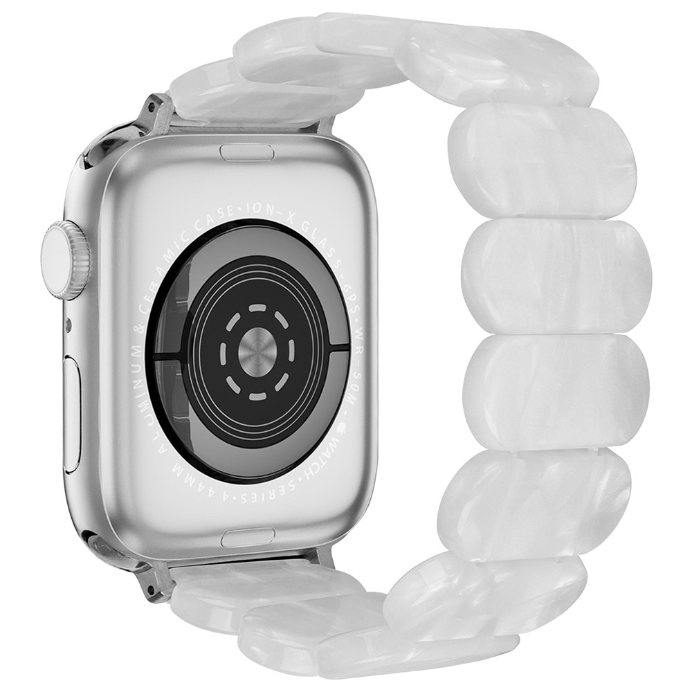 Correa resina elástica Apple Watch 45mm Series 7, blanco perla