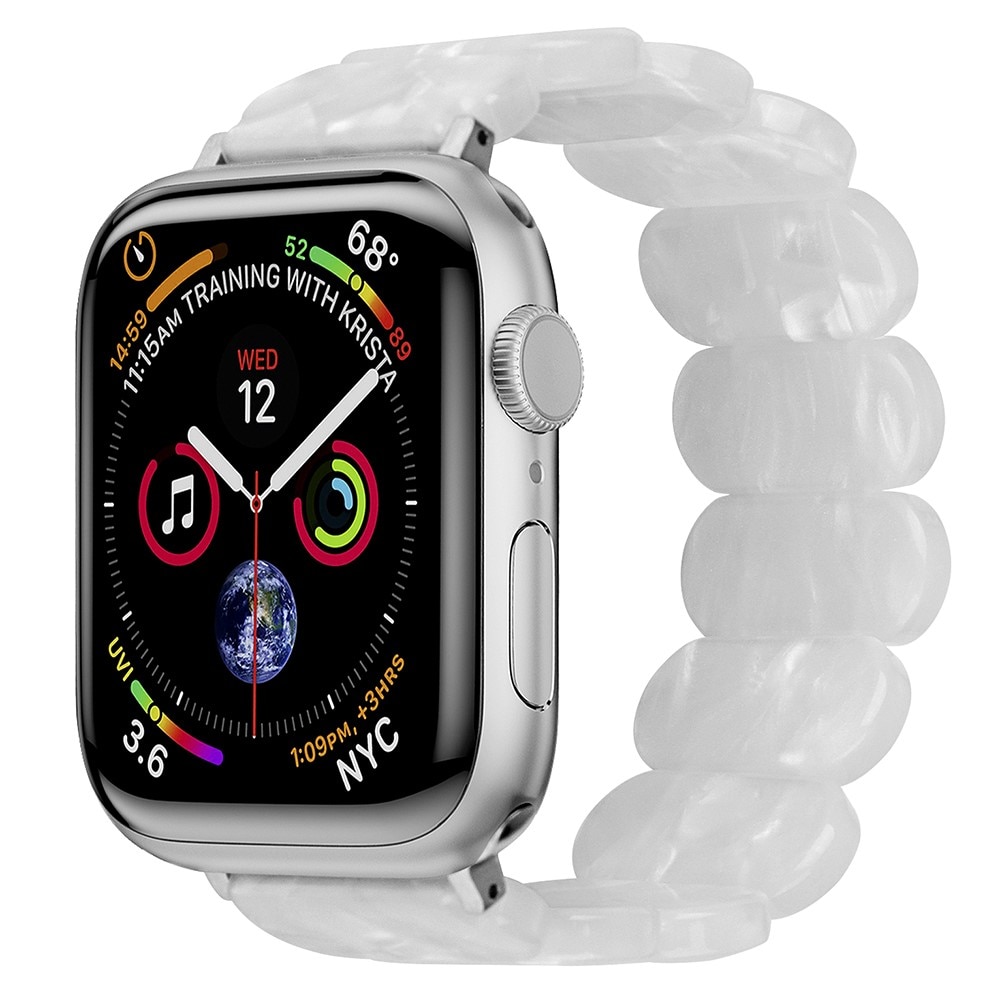 Correa resina elástica Apple Watch 45mm Series 7, blanco perla