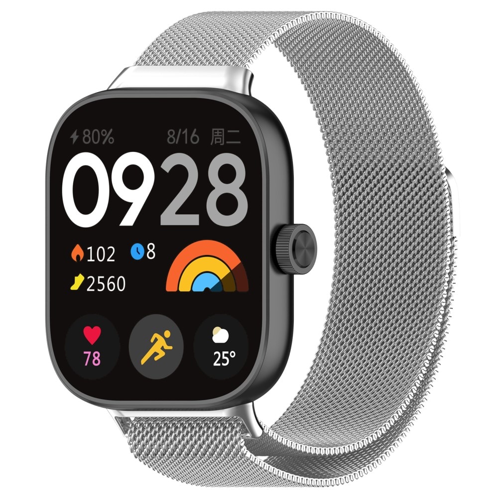 Pulsera milanesa para Xiaomi Redmi Watch 4, Plata