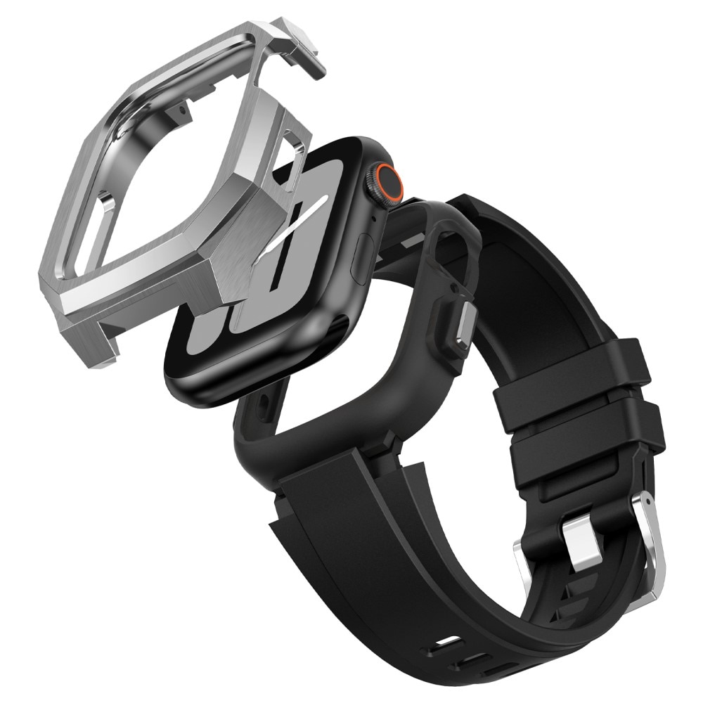 Correa con de funda acero inoxidable Apple Watch 45mm Series 7 plata/negro