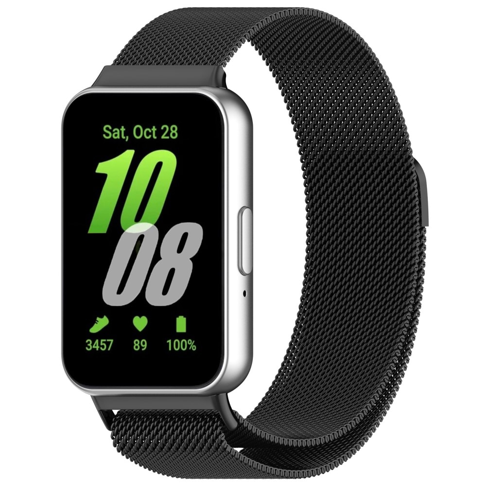 Pulsera milanesa para Samsung Galaxy Fit 3, Negro