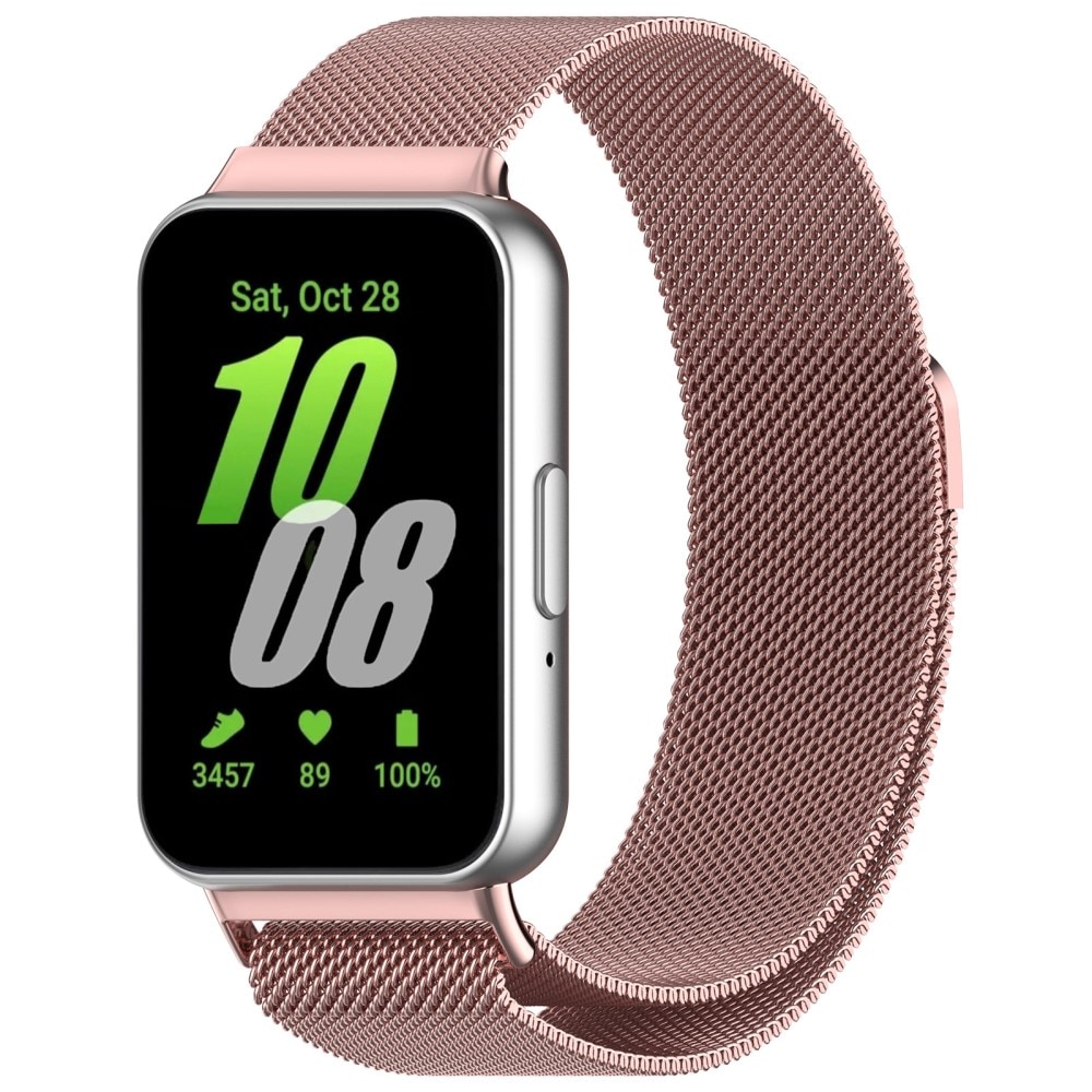 Pulsera milanesa para Samsung Galaxy Fit 3, rosa dorado