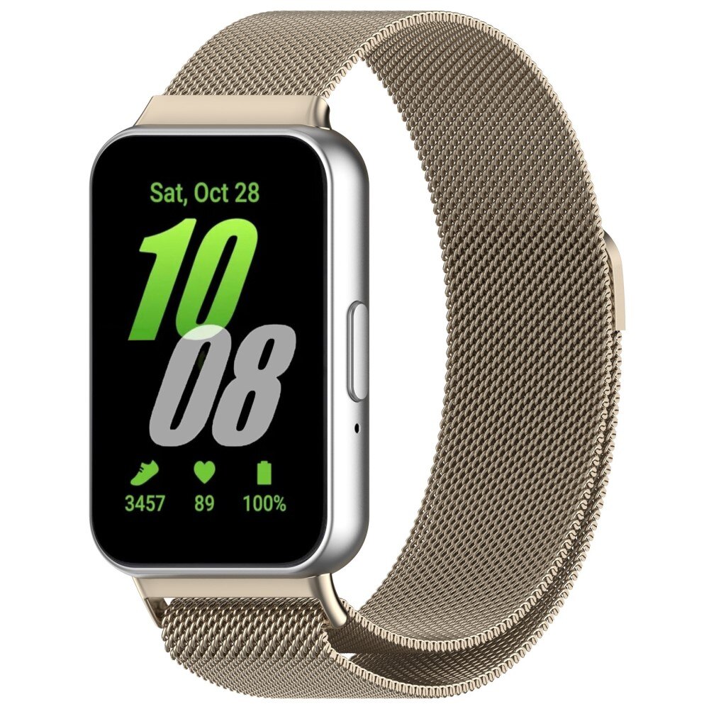 Pulsera milanesa para Samsung Galaxy Fit 3, Dorado champagne