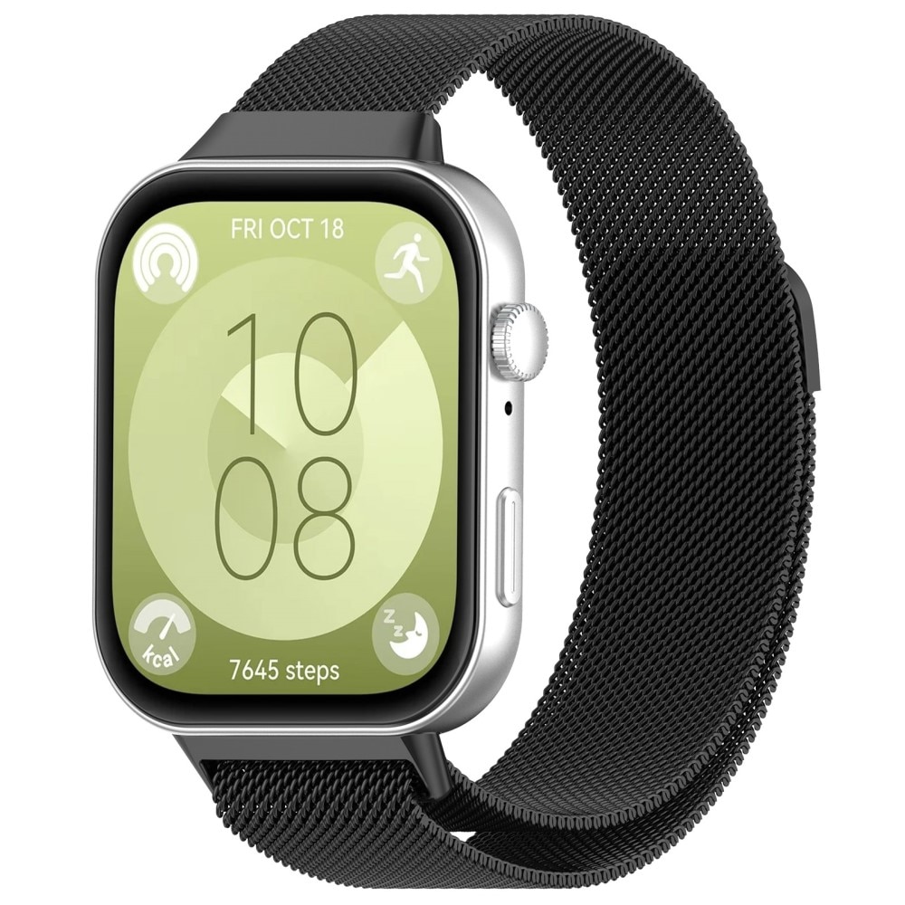 Pulsera milanesa para Huawei Watch Fit 3, Negro