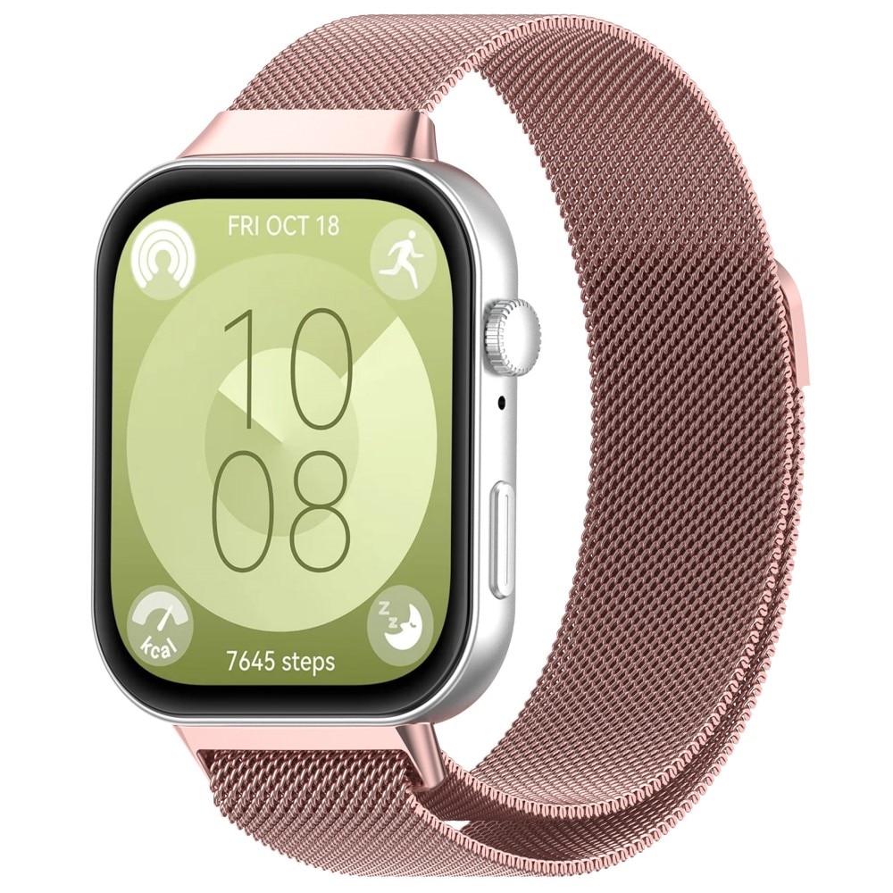 Pulsera milanesa para Huawei Watch Fit 3, Rosa dorado