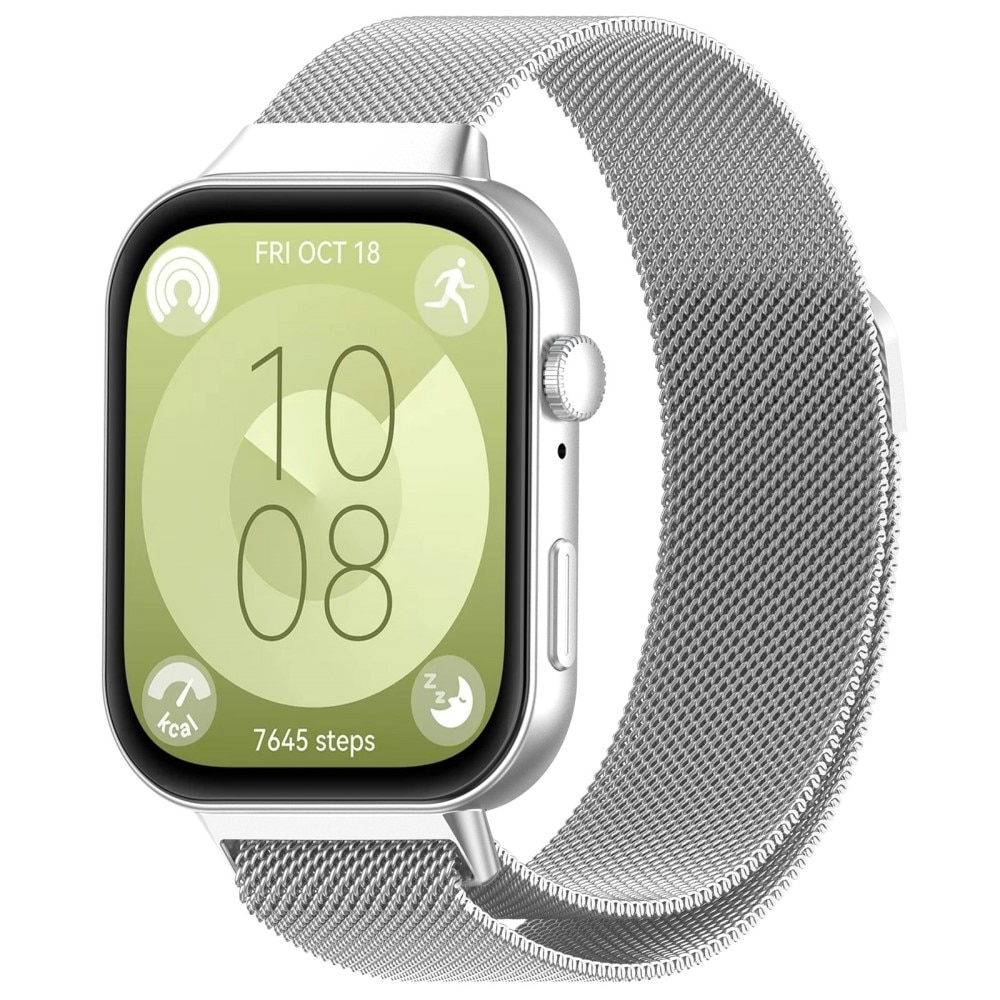 Pulsera milanesa para Huawei Watch Fit 3, Plata