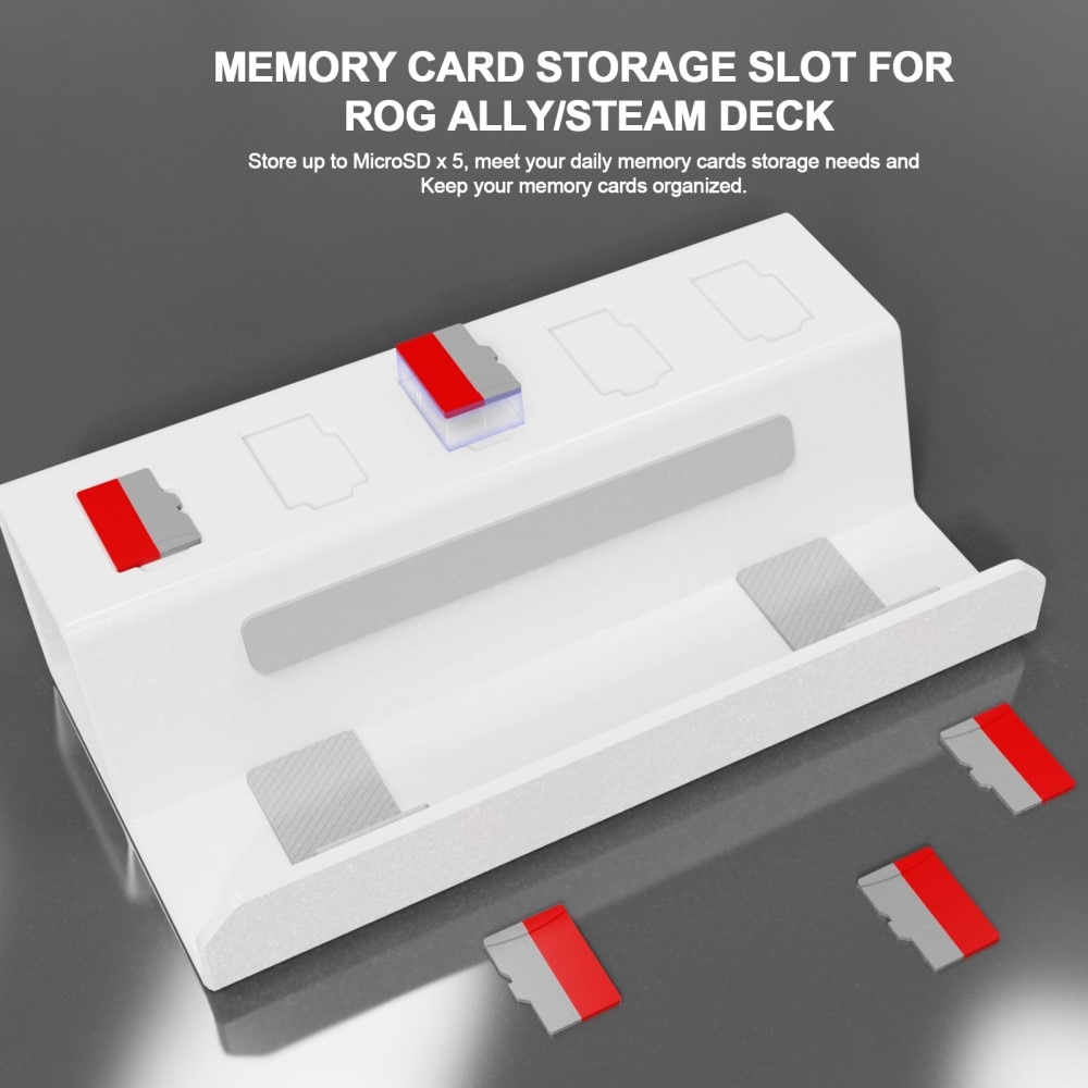 Soporte de mesa con soporte para tarjetas para Steam Deck blanco