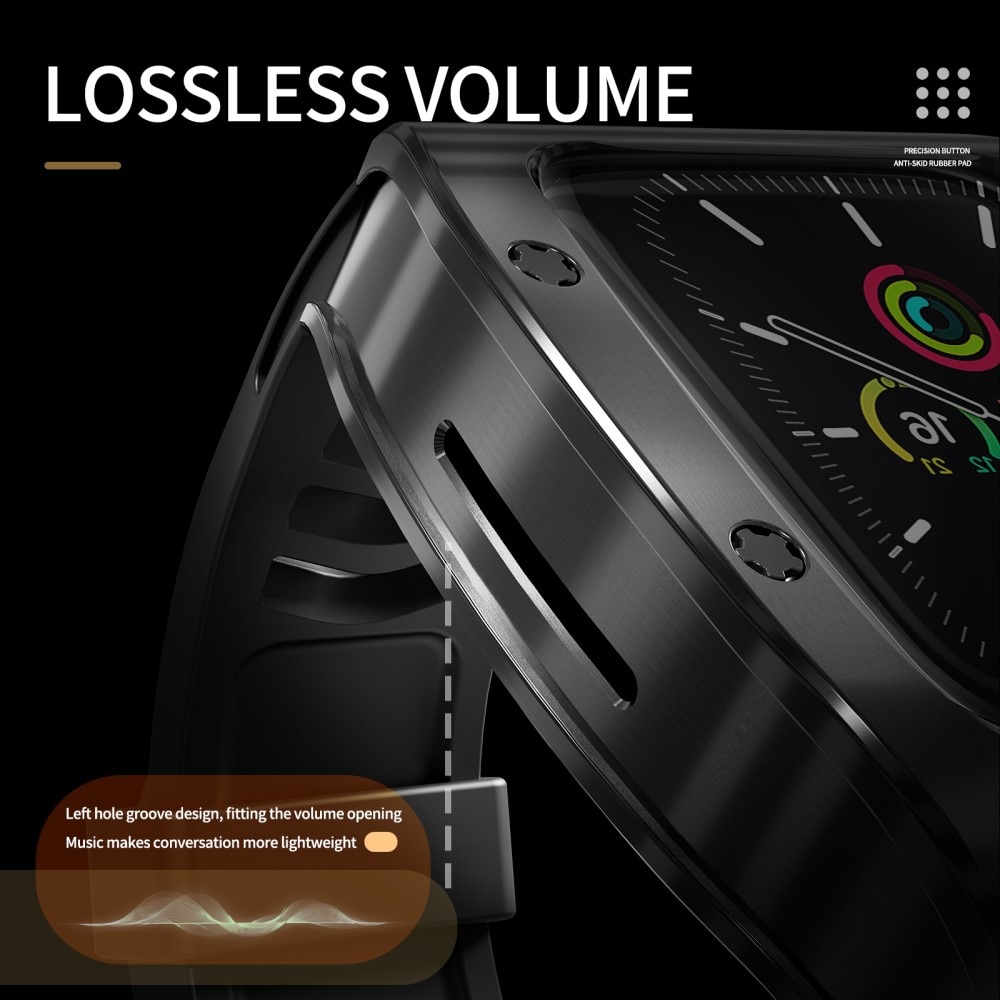 High Brushed Metal Funda con Correa Apple Watch 45mm Series 9, Black