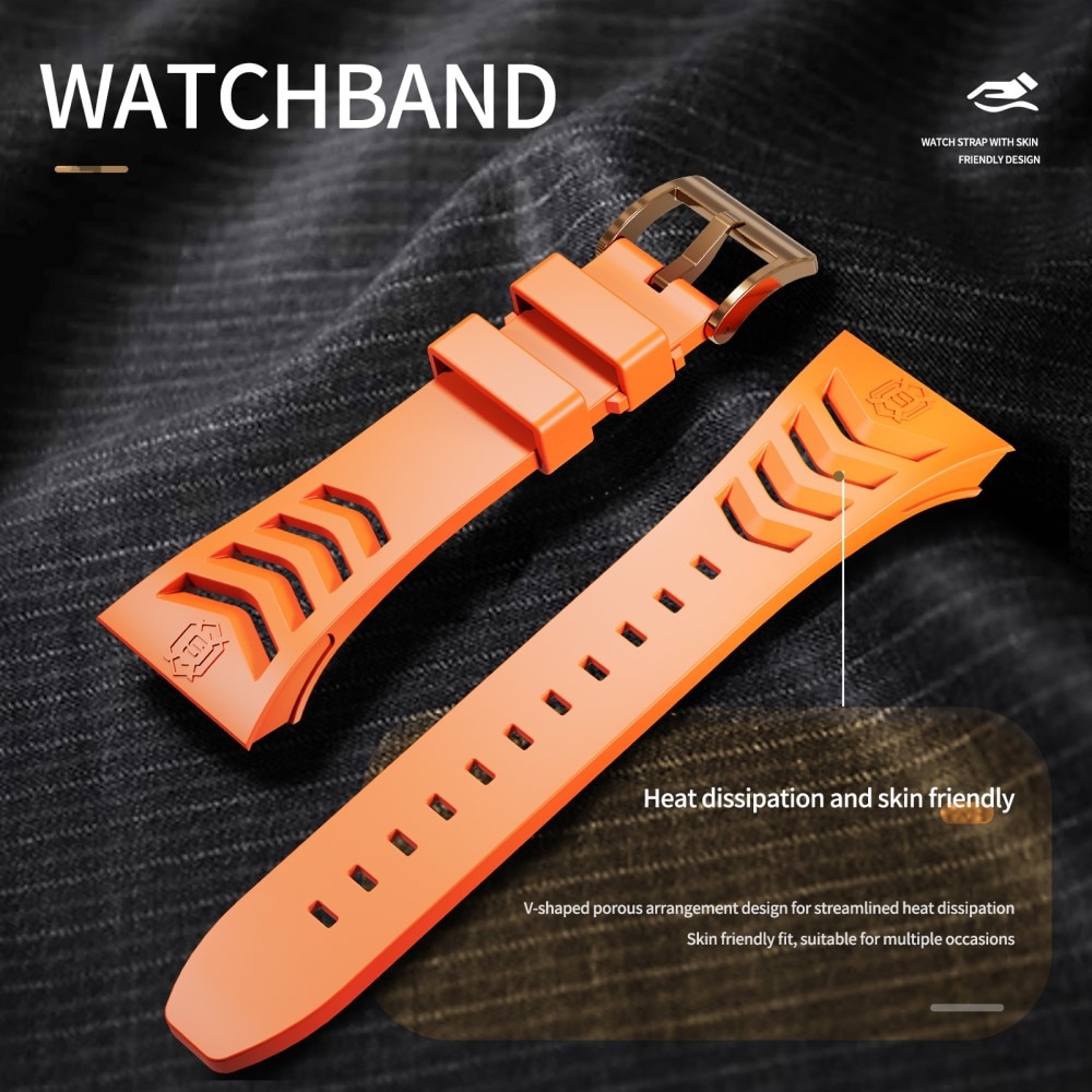 High Brushed Metal Funda con Correa Apple Watch 45mm Series 7, Rose/Orange
