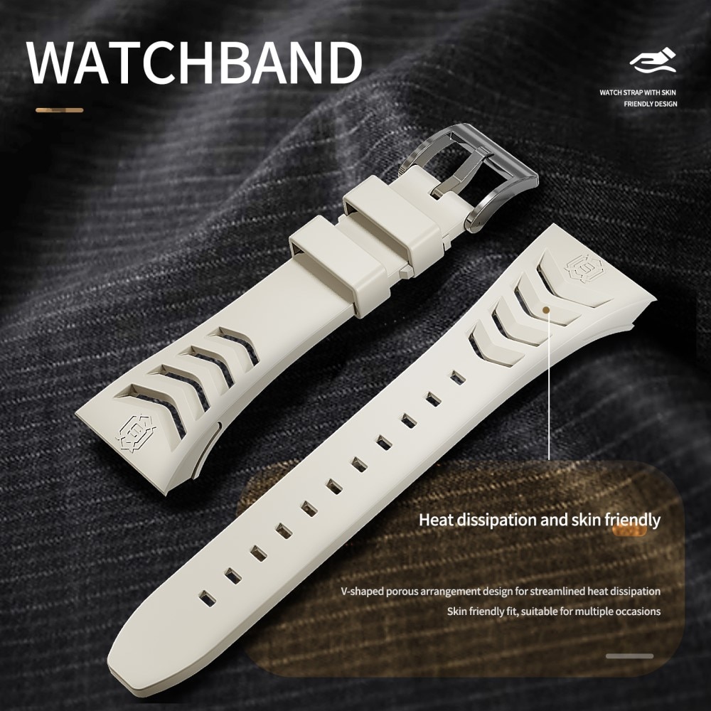 High Brushed Metal Funda con Correa Apple Watch 45mm Series 9, Steel/White