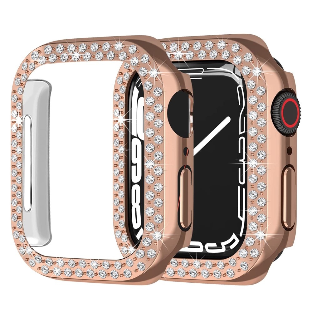 Funda Rhinestone Apple Watch 41mm Series 7 oro rosa