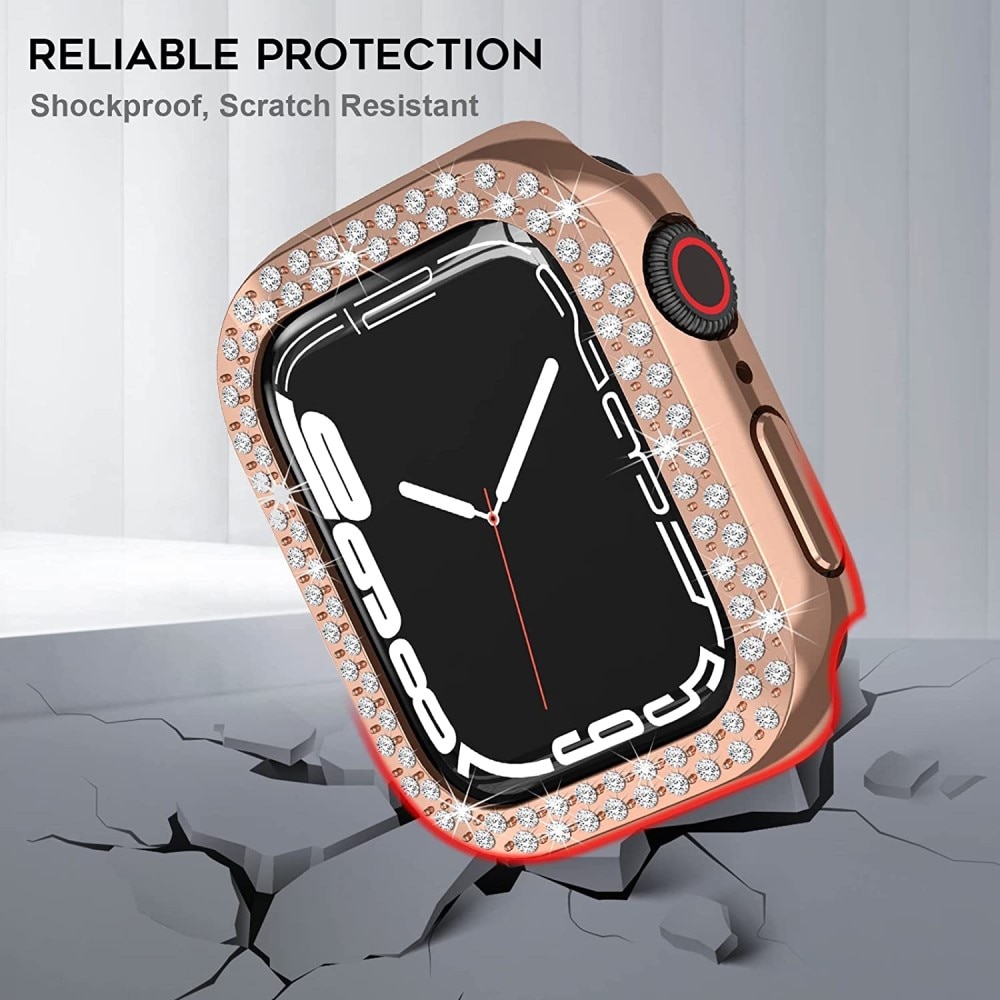 Funda Rhinestone Apple Watch 41mm Series 8 oro rosa