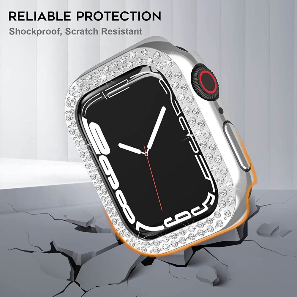 Funda Rhinestone Apple Watch 44mm plata