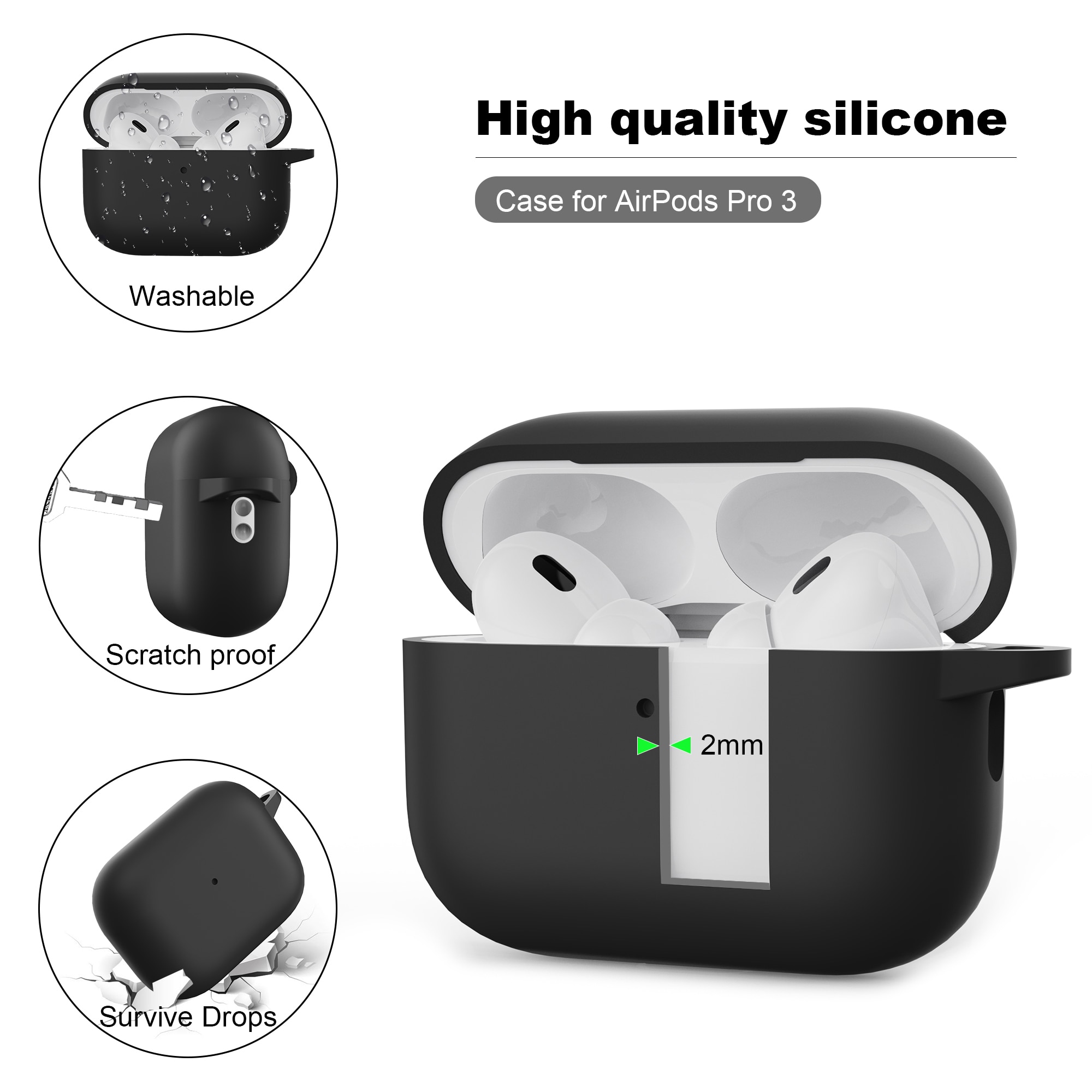 Funda de silicona con mosquetón Apple AirPods Pro 3 Rojo