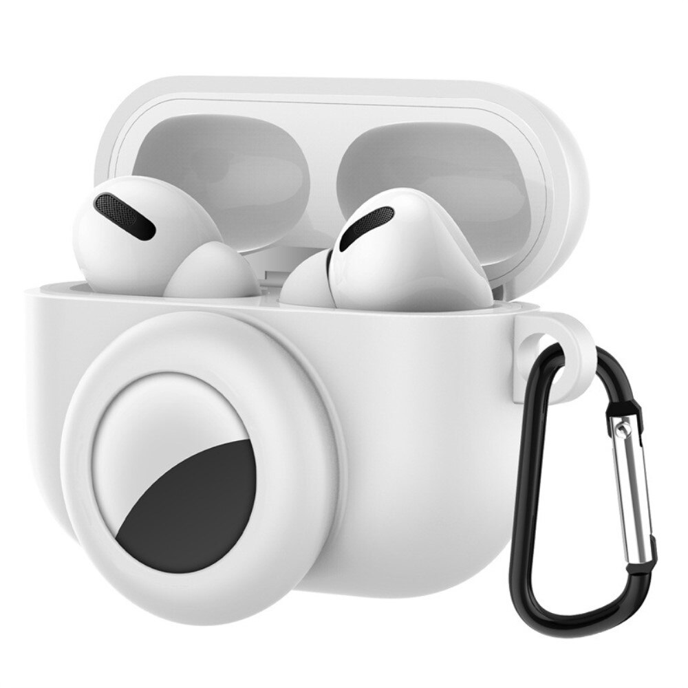 Funda de silicona con soporte AirTag AirPods Pro blanco