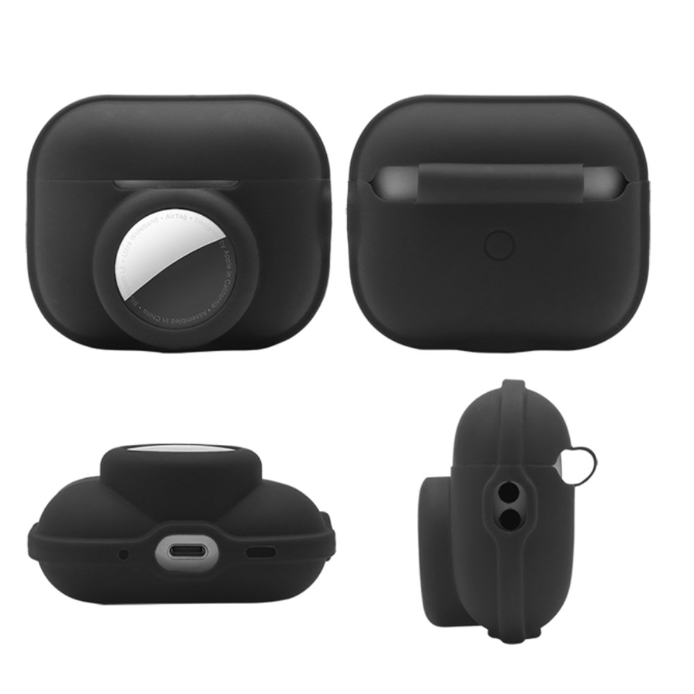 Funda de silicona con soporte AirTag AirPods Pro 2 negro