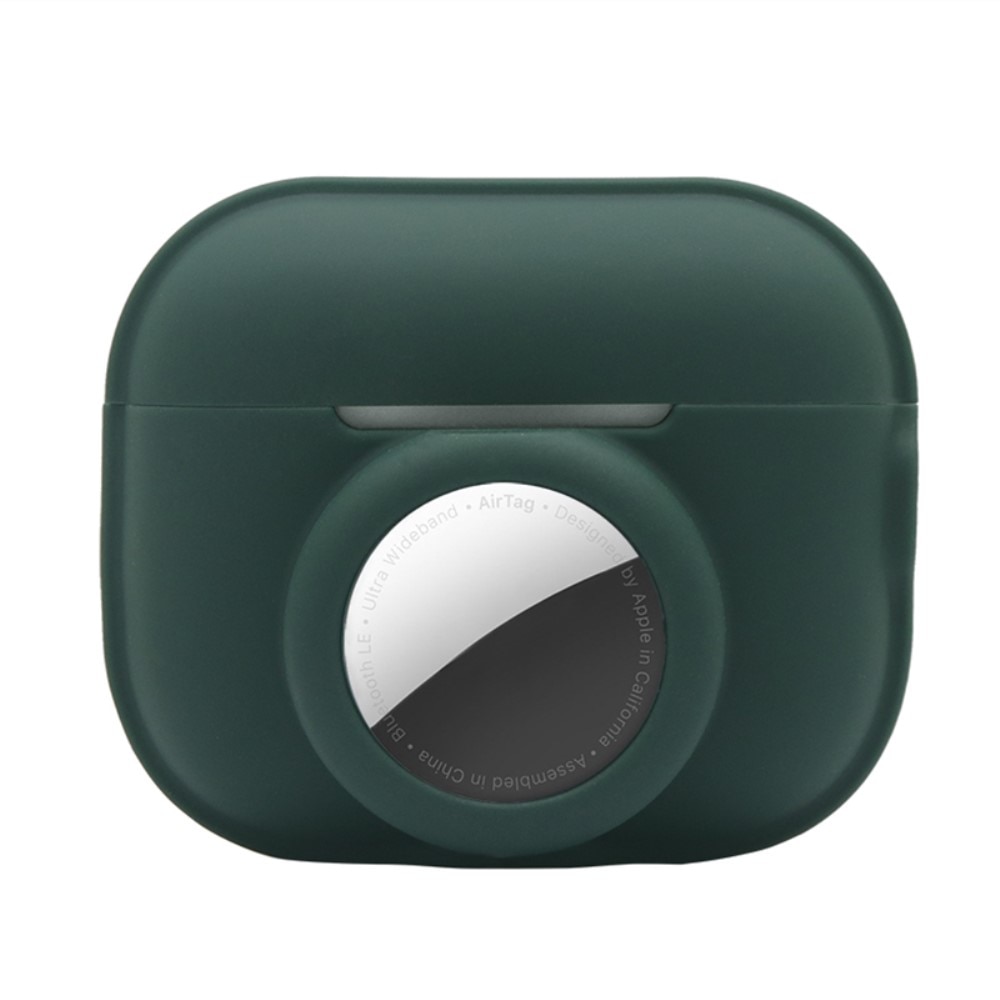 Funda de silicona con soporte AirTag AirPods Pro 2 verde oscuro