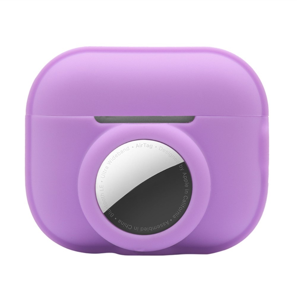 Funda de silicona con soporte AirTag AirPods Pro 2 violeta