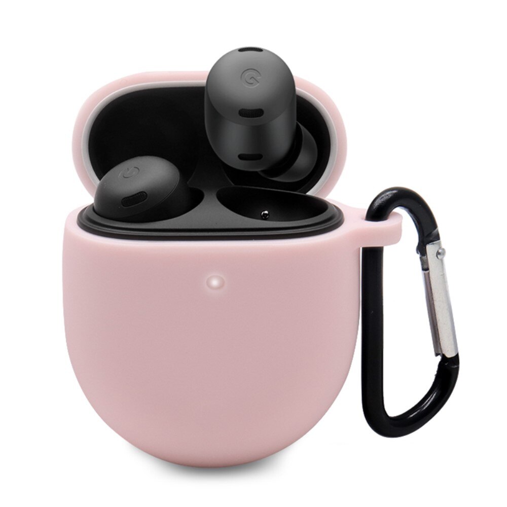 Funda de silicona con mosquetón Google Pixel Buds Pro rosado