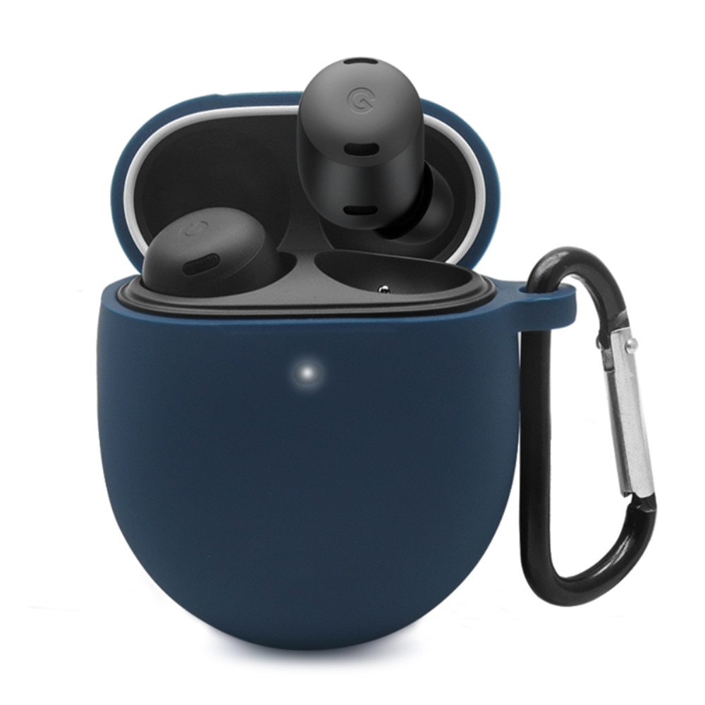 Funda de silicona con mosquetón Google Pixel Buds Pro azul oscuro