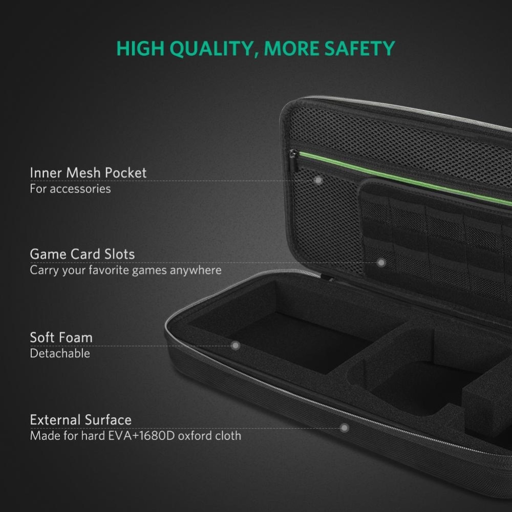 Estuche de almacenamiento para Nintendo Switch OLED y accesorios, negro