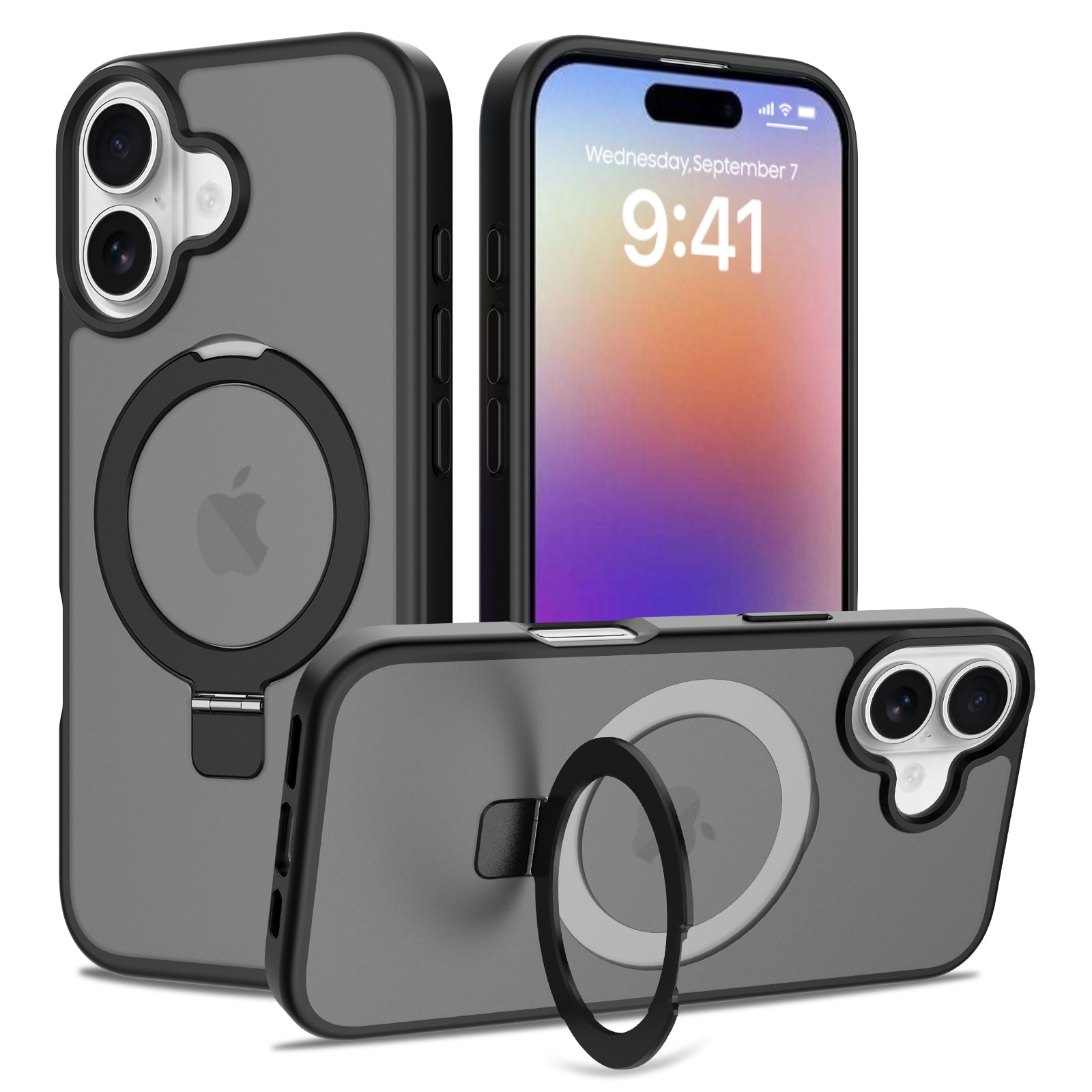 Funda híbrida Magnetic Ring iPhone 17 Negro