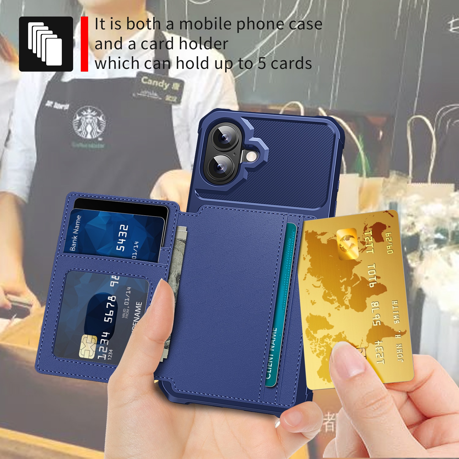 Funda con tarjetero Tough Multi-slot iPhone 17 Azul
