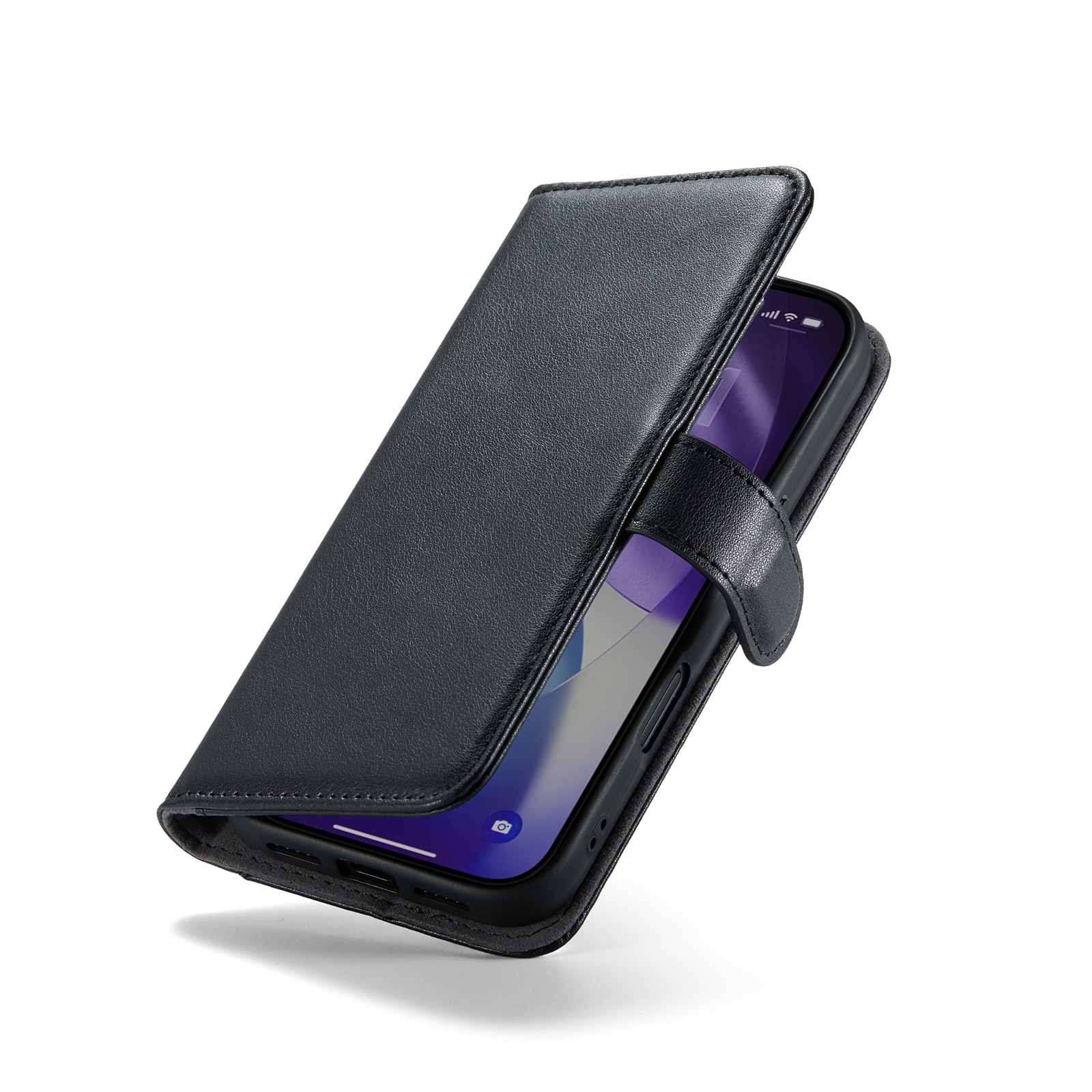 Funda de cuero genuino iPhone 17 Pro Max, Negro