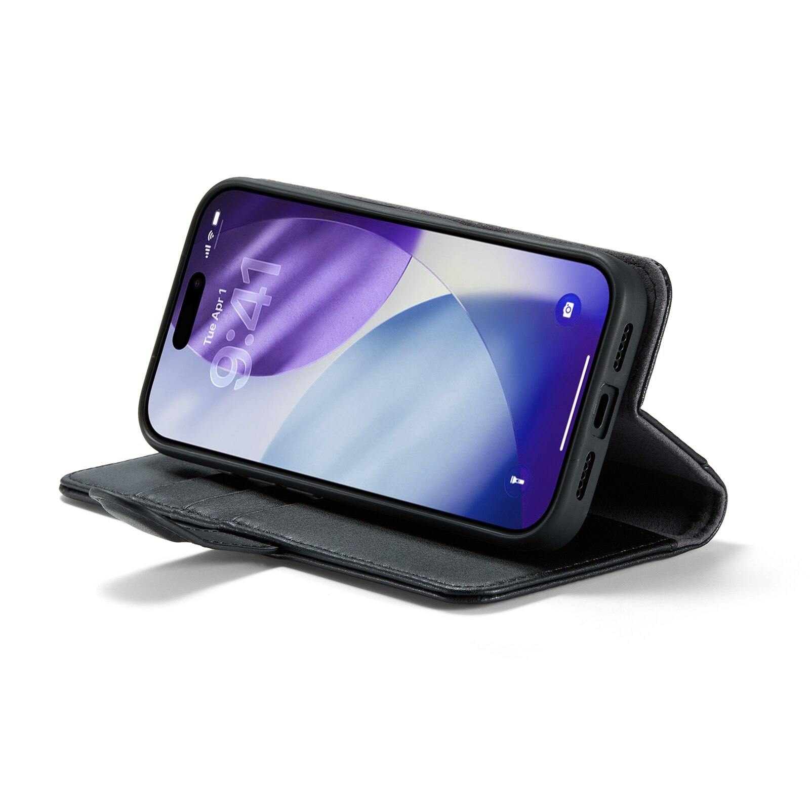 Funda de cuero genuino iPhone 17 Pro Max, Negro