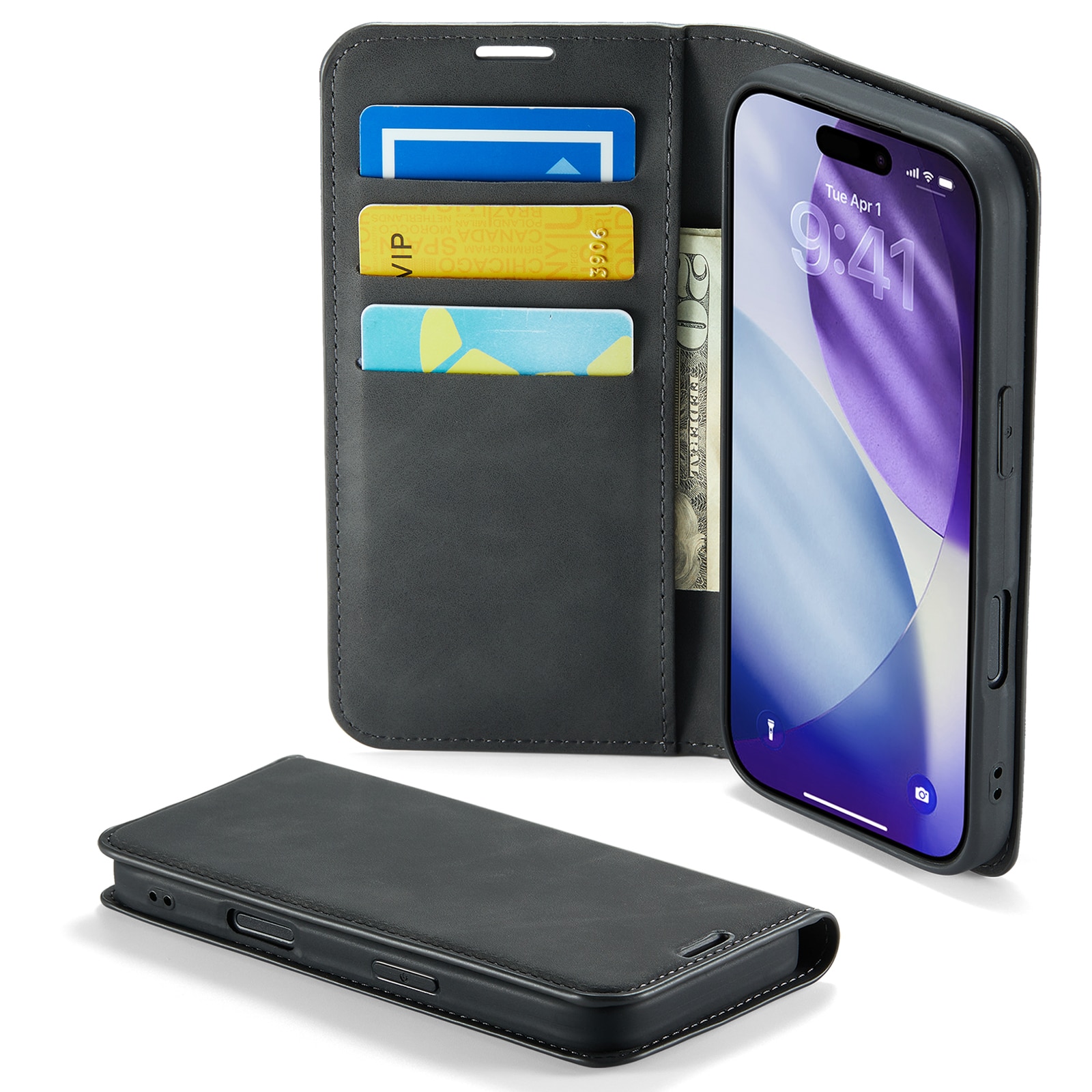 Funda delgada cartera iPhone 17 Pro Max Negro