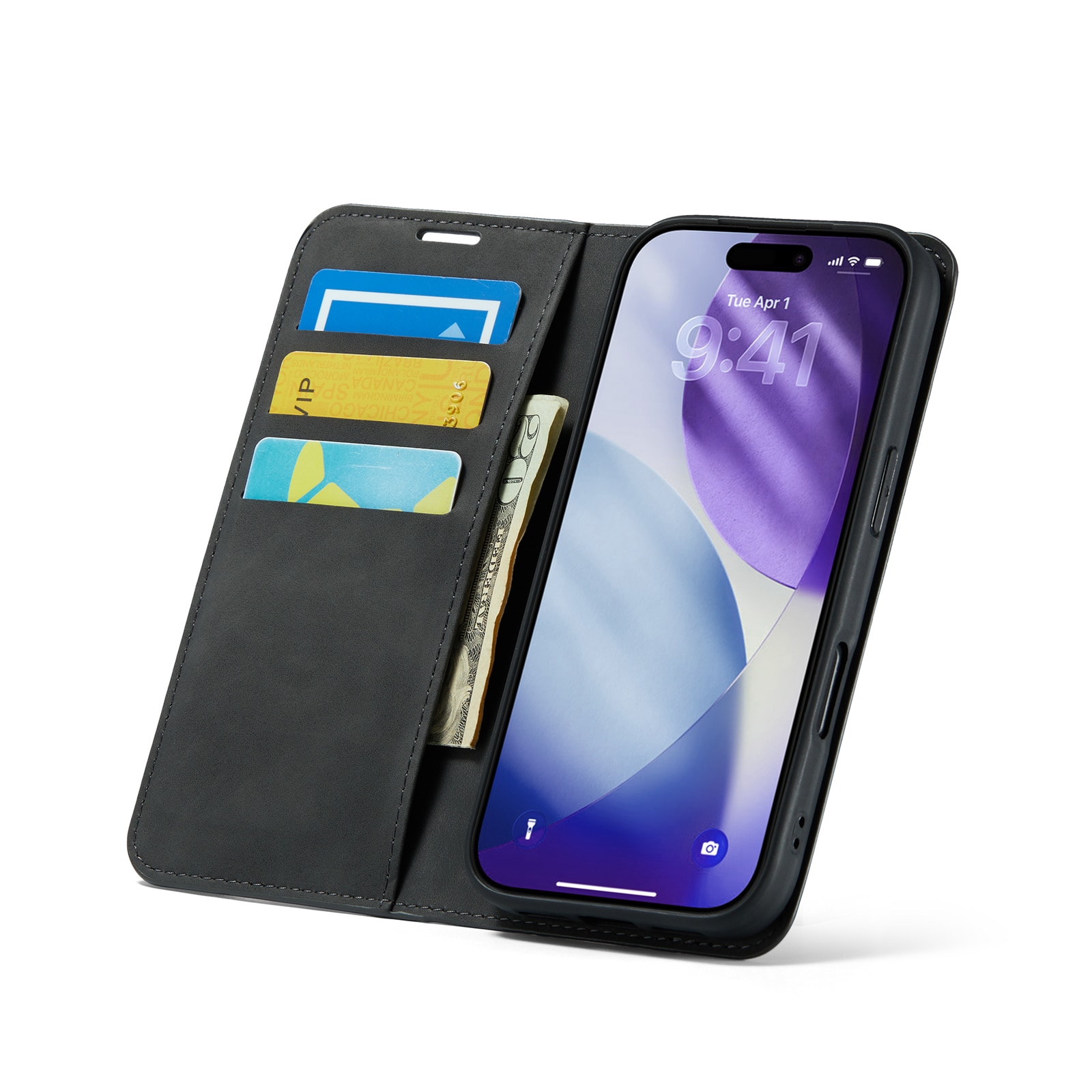 Funda delgada cartera iPhone 17 Pro Max Negro