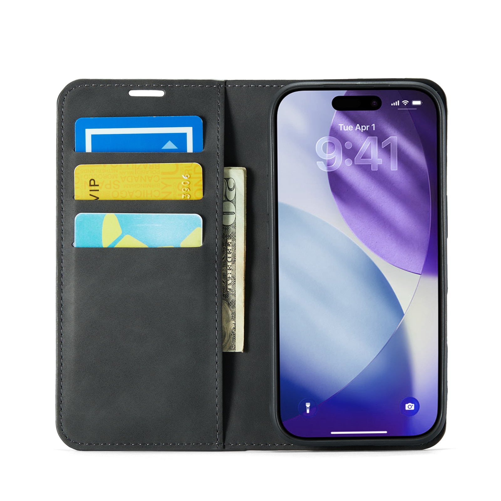 Funda delgada cartera iPhone 17 Pro Max Negro