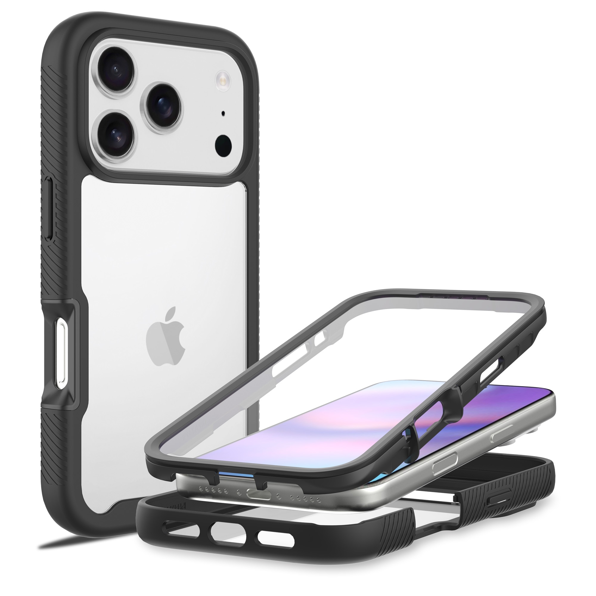 Funda Full Protection iPhone 17 Pro Max Negro/transparente