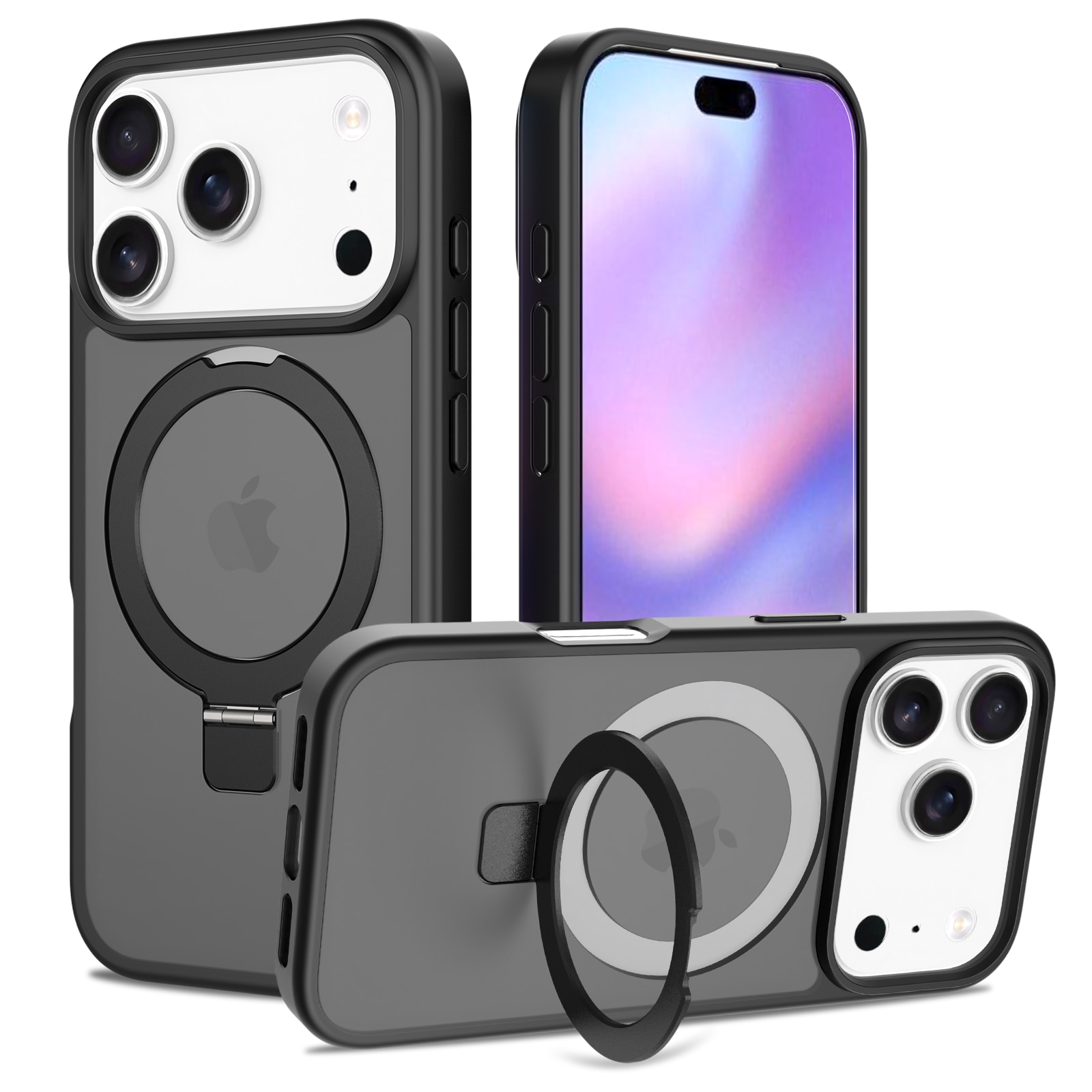 Funda híbrida Magnetic Ring iPhone 17 Pro Max Negro