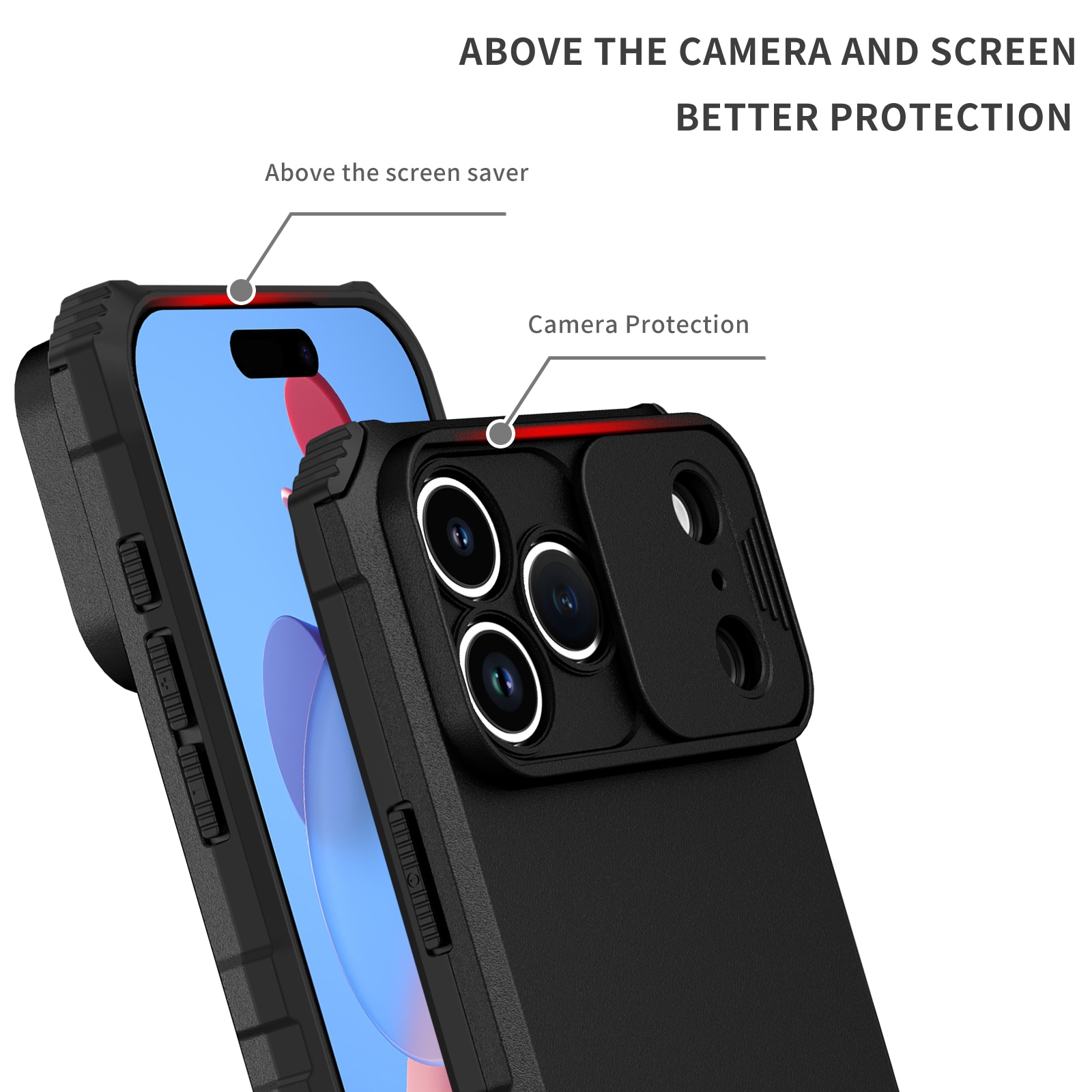 Funda Kickstand con Protector Cámara iPhone 17 Pro Max Negro