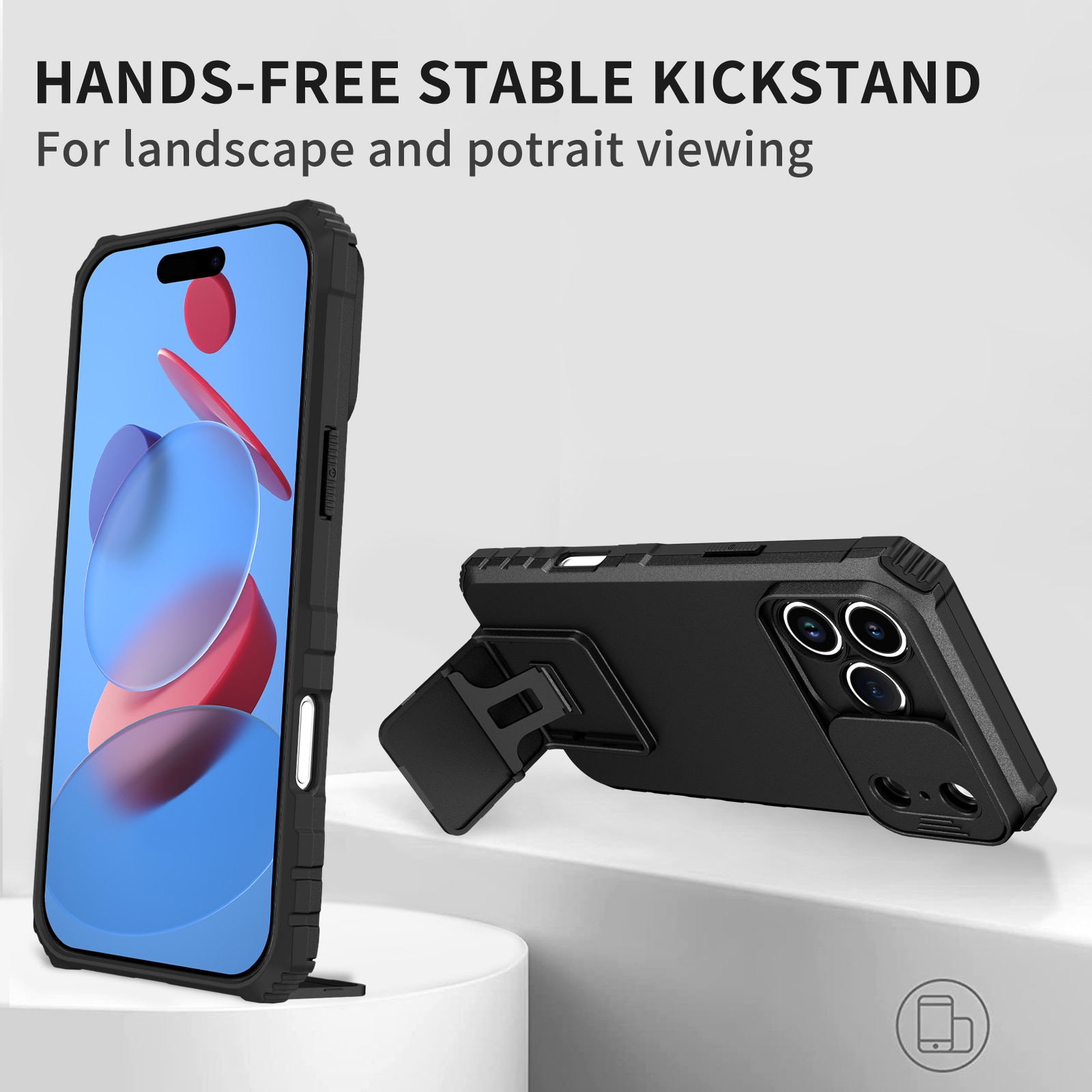 Funda Kickstand con Protector Cámara iPhone 17 Pro Max Negro