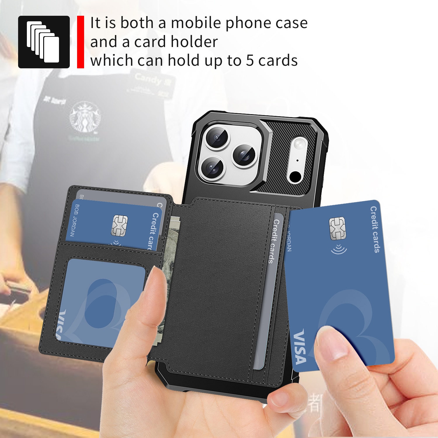 Funda con tarjetero Tough Multi-slot iPhone 17 Pro Negro