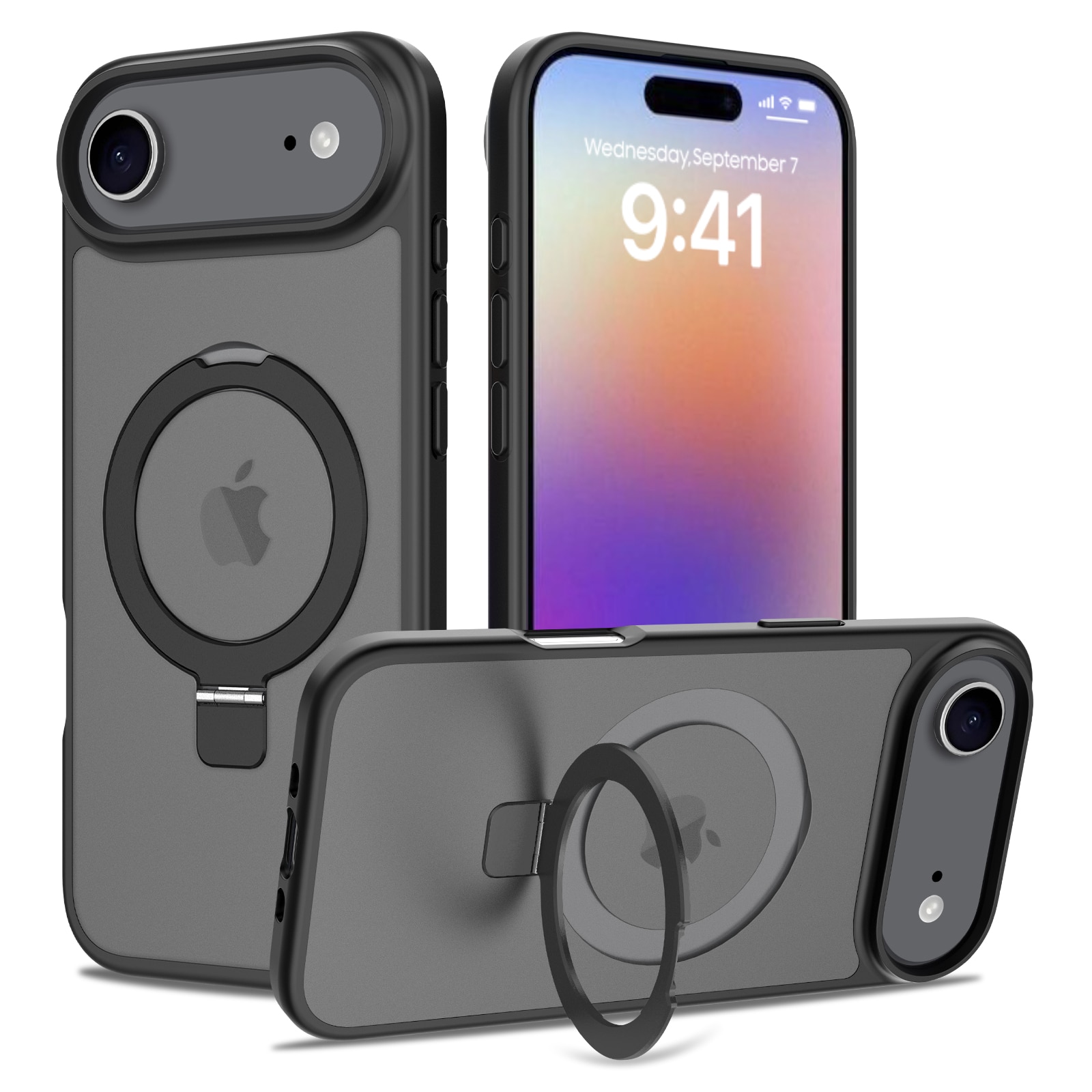 Funda híbrida Magnetic Ring iPhone 17 Air Negro