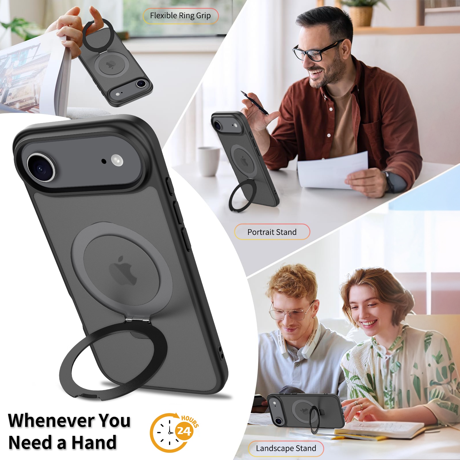 Funda híbrida Magnetic Ring iPhone 17 Air Negro