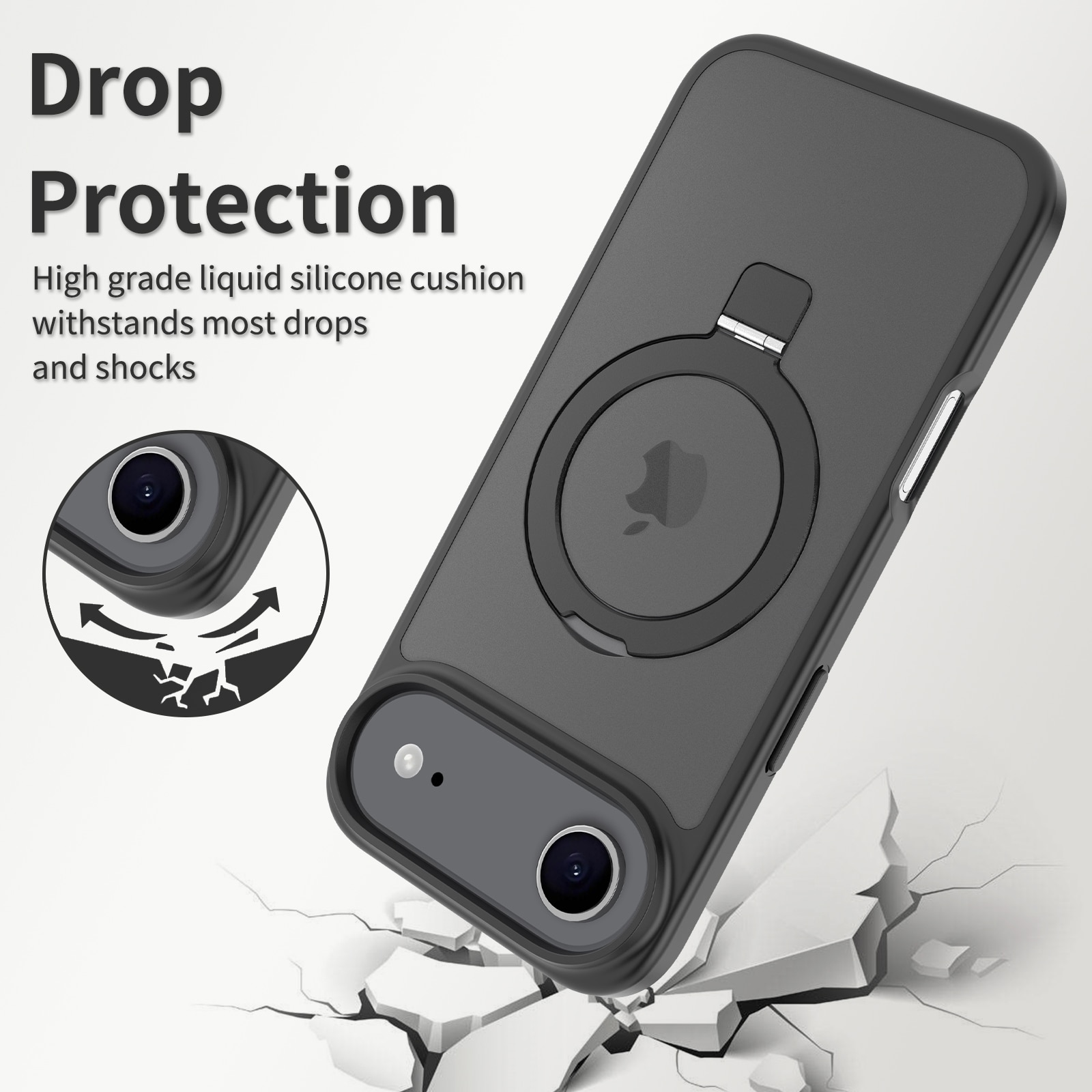 Funda híbrida Magnetic Ring iPhone 17 Air Negro