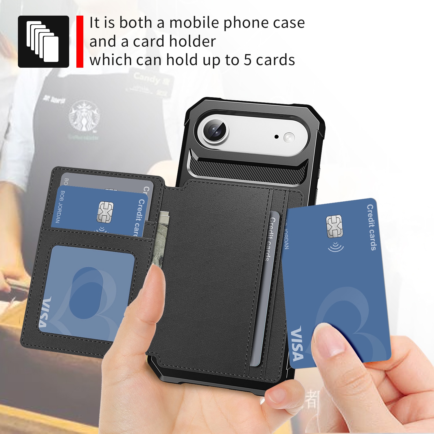 Funda con tarjetero Tough Multi-slot iPhone Air Negro