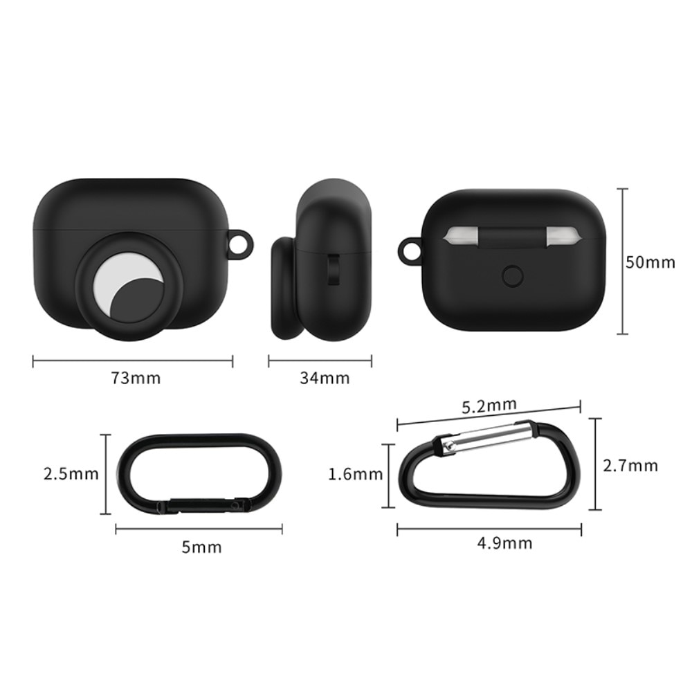 Funda de silicona con soporte AirTag AirPods Pro Negro